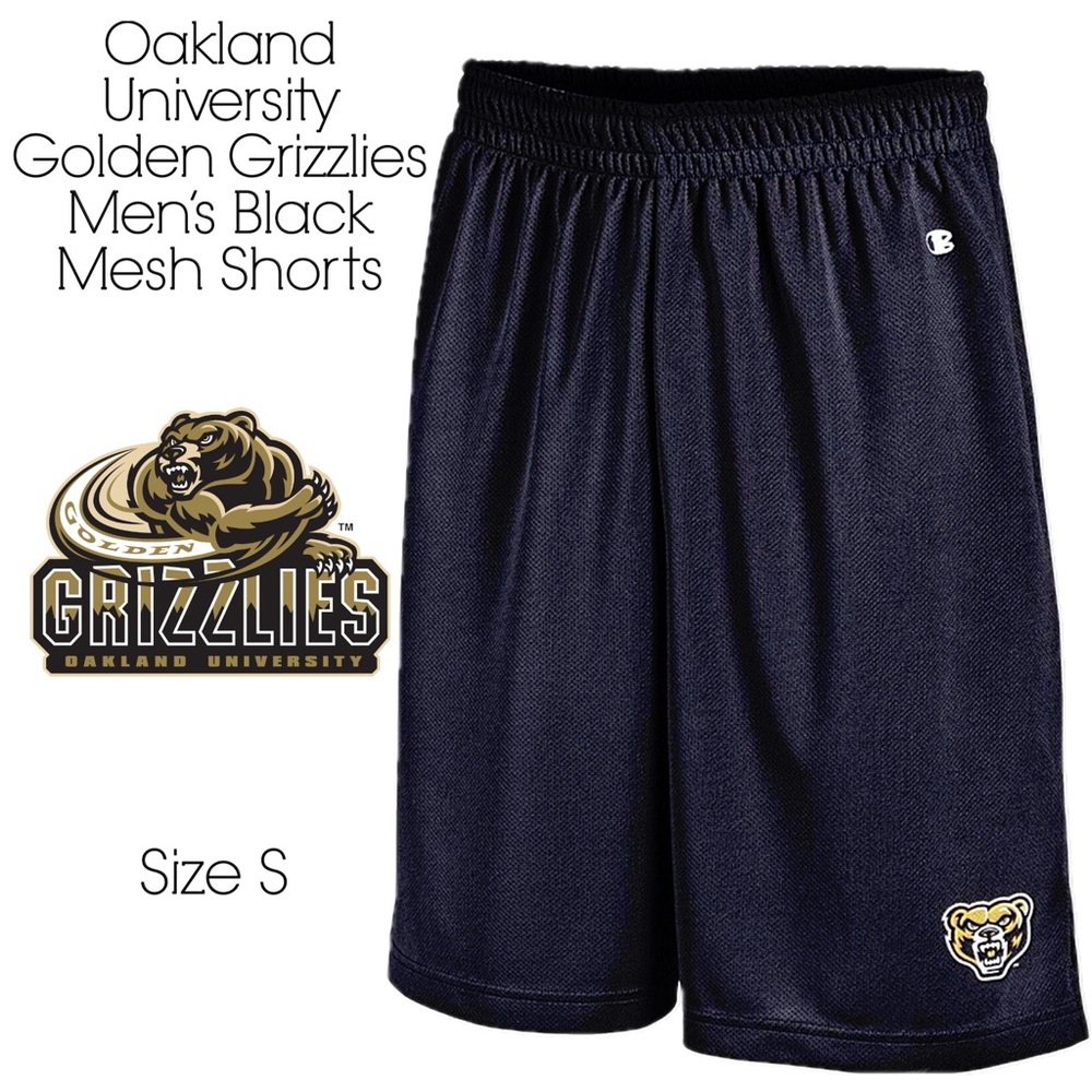Oakland University Golden Grizzlies Men’s Black Mesh Shorts